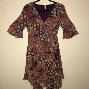 Vintage Bohemian Floral Wrap Dress